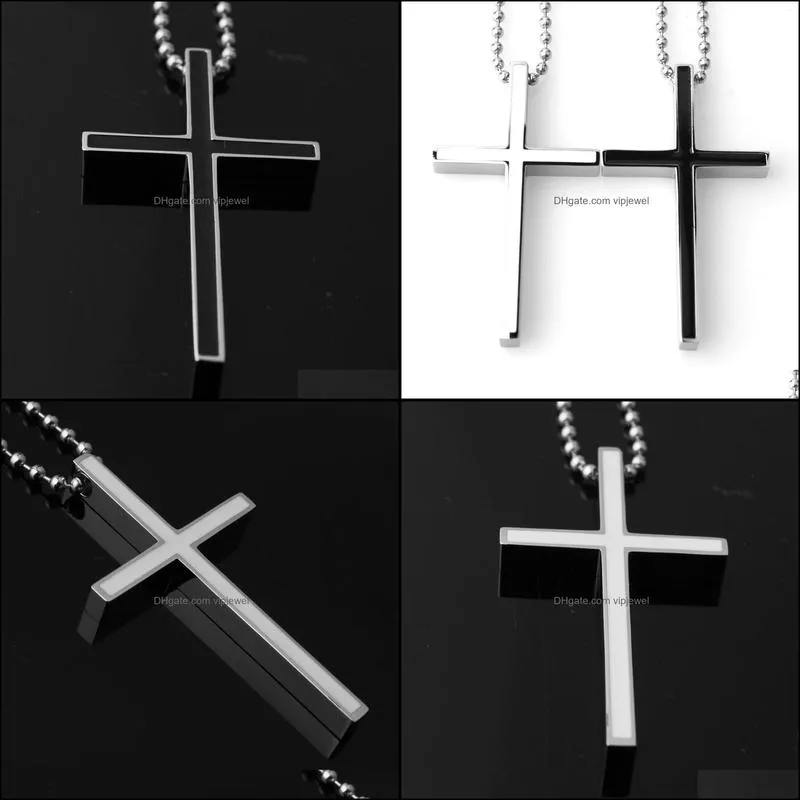 religious jewelry 54mm stainless steel titanium steel jesus cross men`s necklace pendant