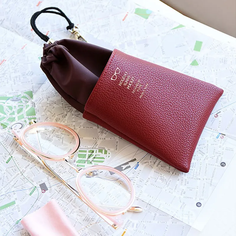 2 Étuis à Lunettes En Cuir PU Souple - Pochette Protection Élégante Pour Lunettes De Soleil, Lecture Et Pliantes, 2 Couleurs