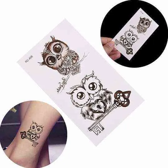 NXY Temporary Tattoo Cute Owl Waterproof Stickers Body Art Makeup Water Resistant Sticker Women Men Dropshipping Tslm1 0330