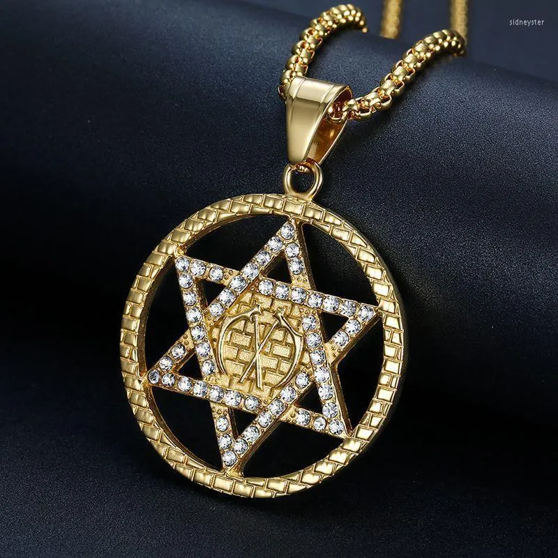 Naszyjniki wiszące styl vintage punkowy cyrkon Inklaid Star of David zaklęcie Amulet Naszyjnik Klasyczny biżuteria modlitew