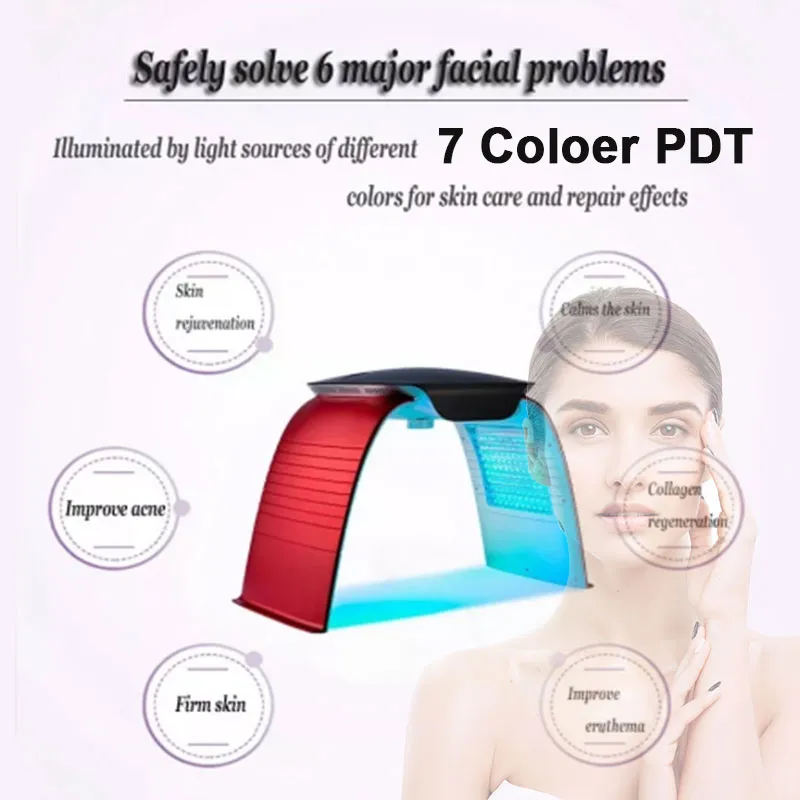 Foton-therapie LED-licht Vouwen 7-kleuren PDT Face Mask Machine Verjonging Anti-rimpel Whitening Acne Remover Skin Care-apparaat