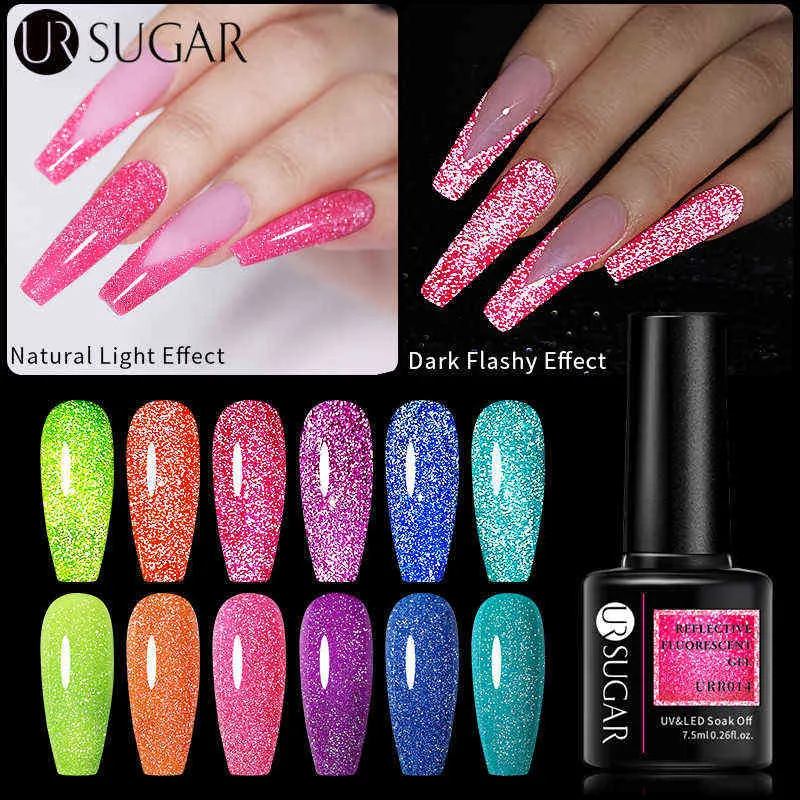 NXY Nail Gel Reflective Fluorescent Polish Neon Yellow Pink Red Glitter Semi Permanent Soak Off Uv Led Varnishes 0328