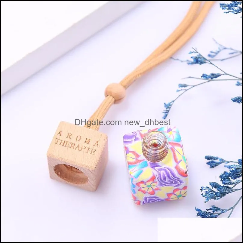 8 ML Essential Oils Diffusers Printed fashion lanyard Cars Perfume Bottle Creative Empty Bottles Car Pendant Perfumes 3 Colors 246 G2