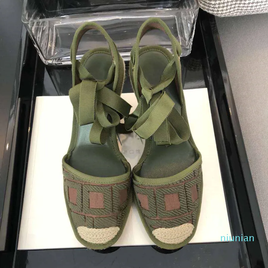2022-kvinnlig designer Sandaler Summer Fashion Embroidery Letters Fisherman Shoes Platform Casual Hemp Rope Woven Sandaler Stor storlek 35-41