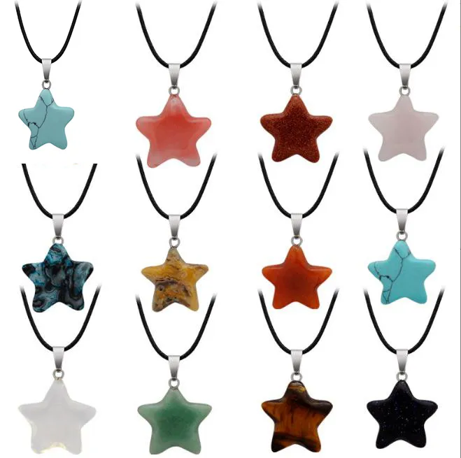 Природный кристаллический камень кулон Party Party Creative Star Gemstone ожерелья подвески рука резной женской моды аксессуар DE251