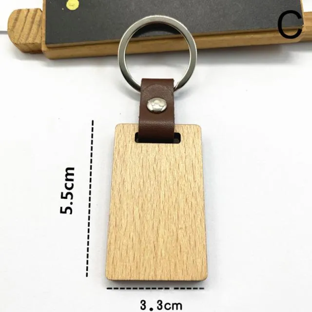 fashion cute solid wood keychain creative leather couple wooden keychains souvenir gift