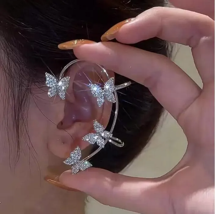 Clips d'oreille papillon sans Piercing pour femmes, boucles d'oreilles en Zircon scintillant, bijoux cadeaux de fête de mariage