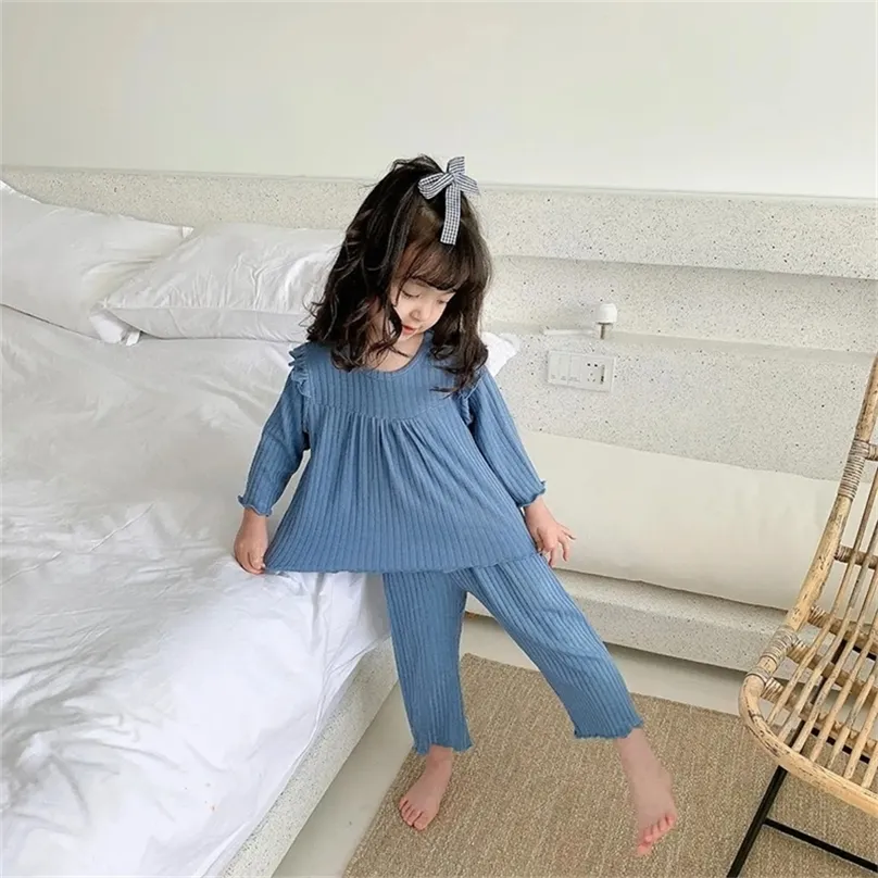 Bebek kız pijama takım elbise bahar sonbahar gündelik uyur giysileri çocukları Kore tarzı giyim setleri çocuklar ev kıyafetleri 2pcs 220516gx