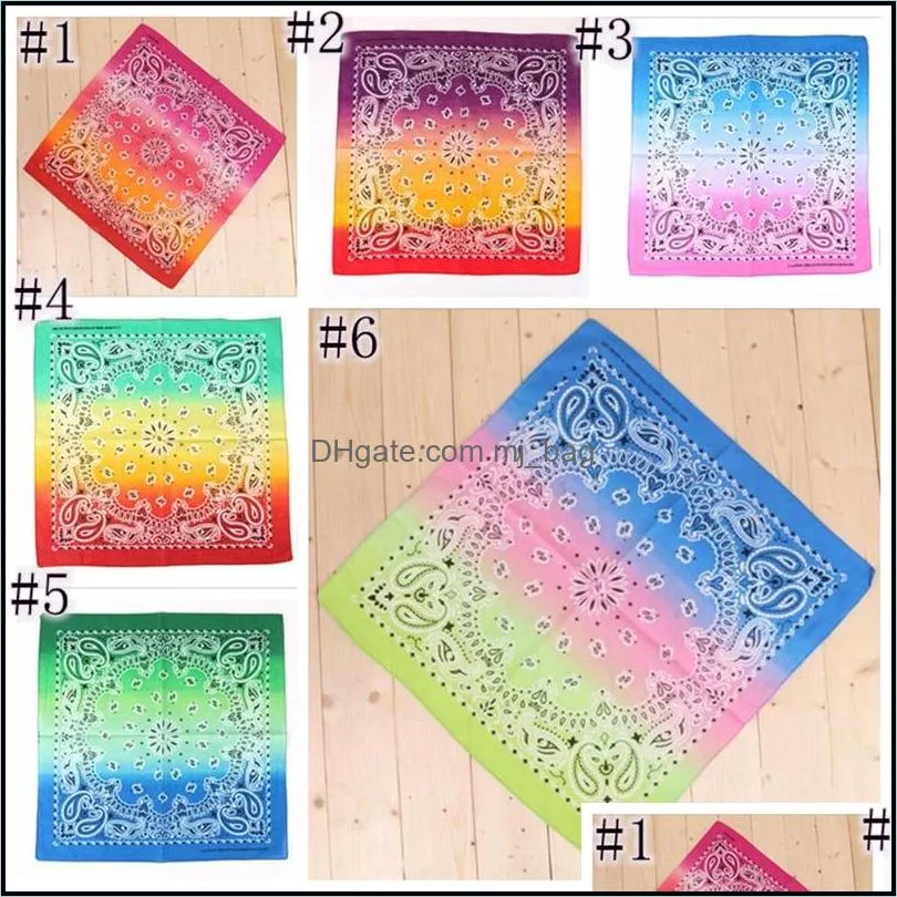 party decoration tie dyed cashew square towel with gradient hip hop outdoor magic headband cotton bandana printed handkerchief jja136