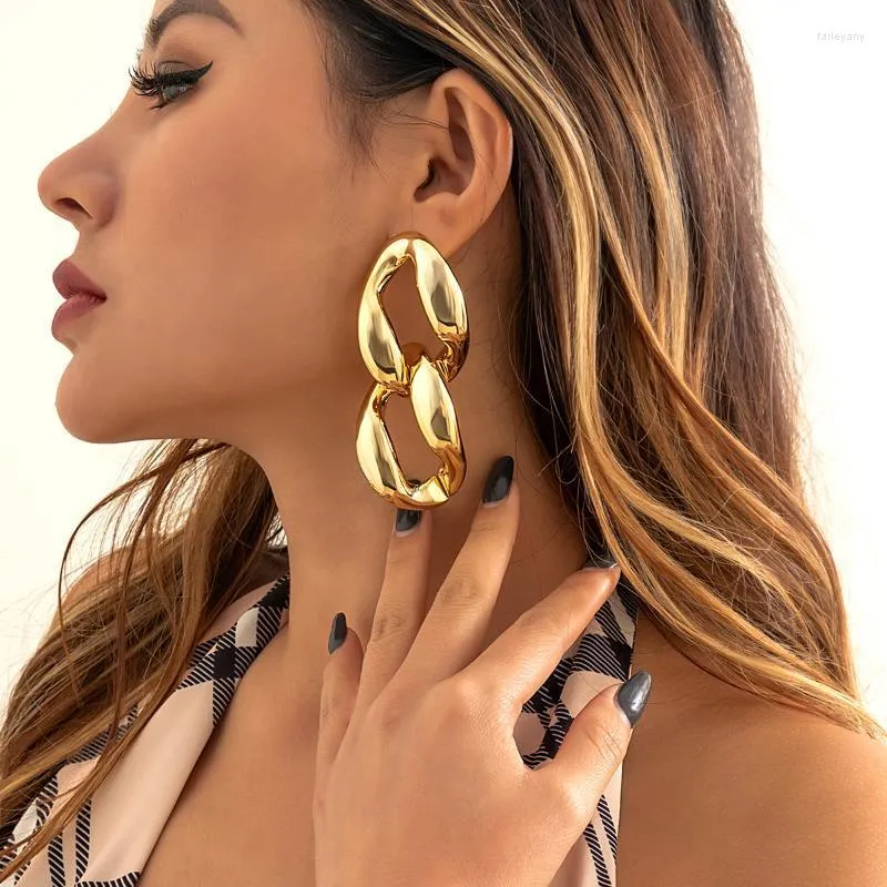 Baumeln Kronleuchter Lacteo Mode Kuba Helle Gold Farbe Übertrieben CCB Kette Tropfen Ohrring Für Frauen Weibliche Punk Ohrringe Schmuck. baumeln Fa