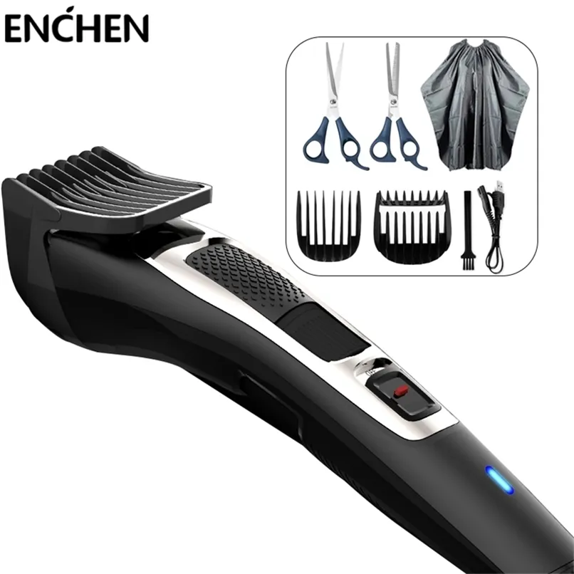 Enchen Sharp3s Erkekler Elektrikli Saç Clipper Kit Berber Profesyonel Kablosuz Düzeltme Makine Sınırlı Taraklar 220712