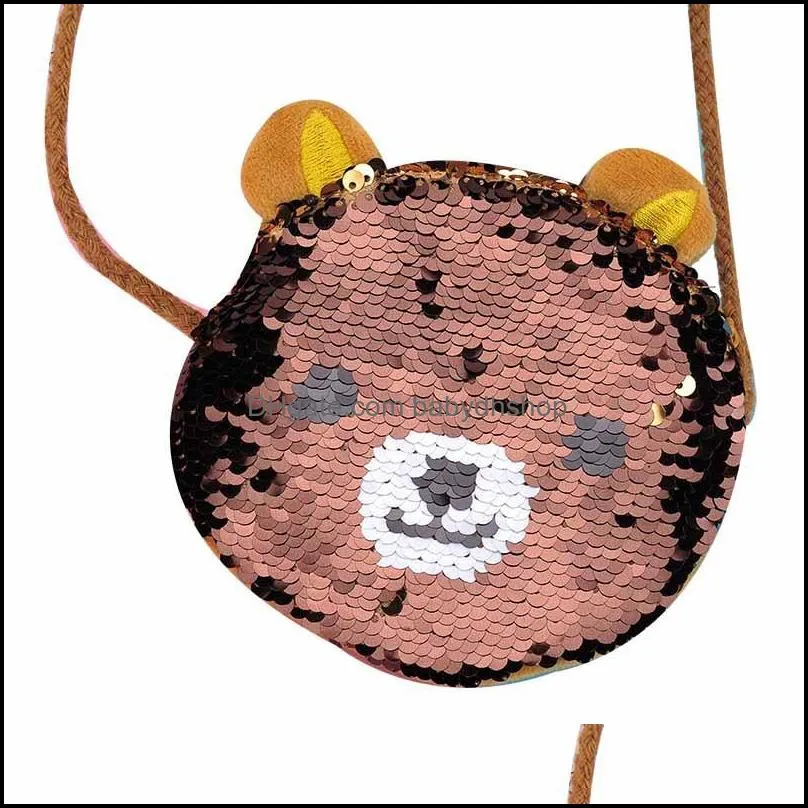 2021 dhl handbags cute little animal shoulder bag cartoon sequin soft coin purse boy girl accessories children messenger