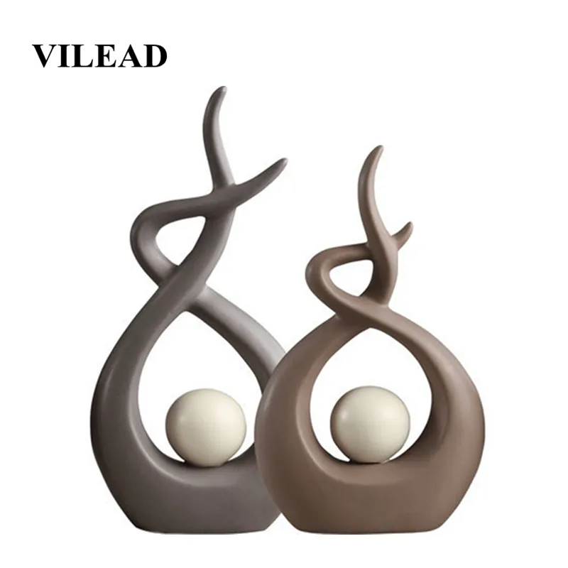 Vilead 27.5cm 31cmセラミック抽象的な小さな置物クリエイティブノルディック装飾品書棚テレビキャビネットリビングルームポーチデコレーションY200106