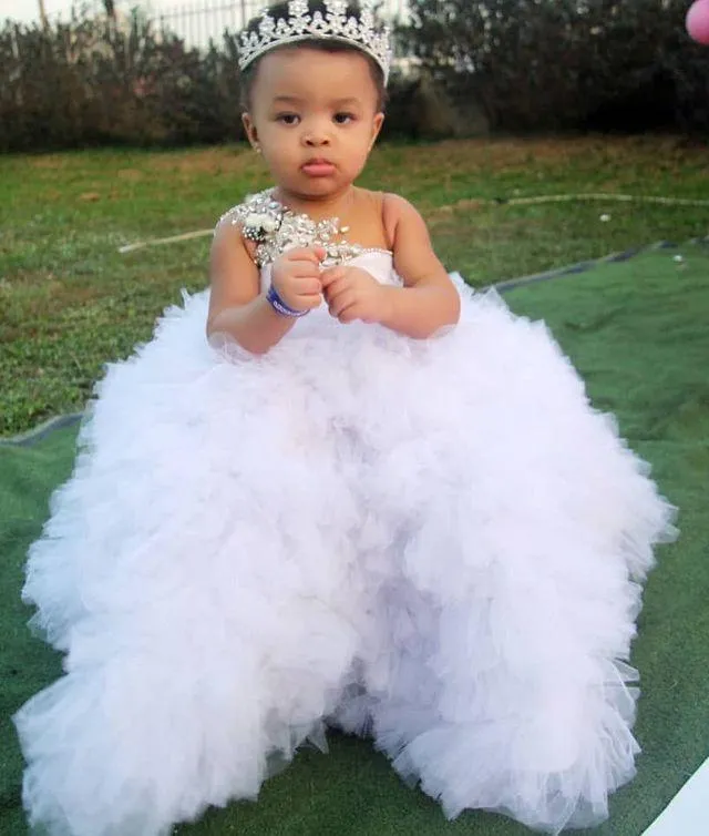 Enchanting 2024 Princess Flower Girl Dress With Jewel Neckline Tulle Flowers Crystal Beads And Tiered Ruffles For Weddings And Special Occasions From Haiyan4419 96.67 DHgate.Com