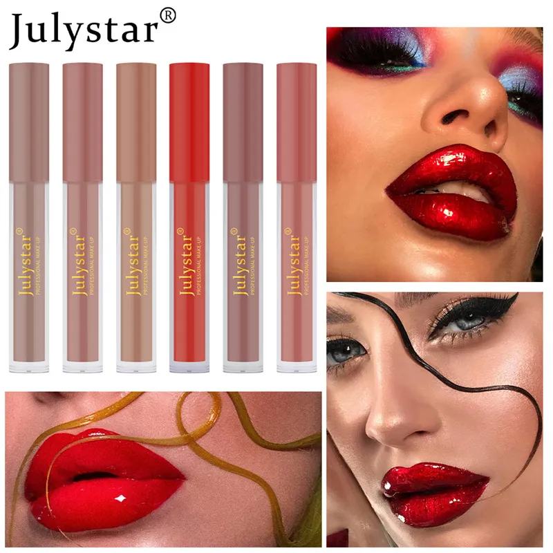 6 färger Crystal Jelly Moisturizing Lip Oil Plumping Lip Gloss Makeup Sexig Plump Lipgloss Glow Tonade Läppar Plumper 2,5 ml