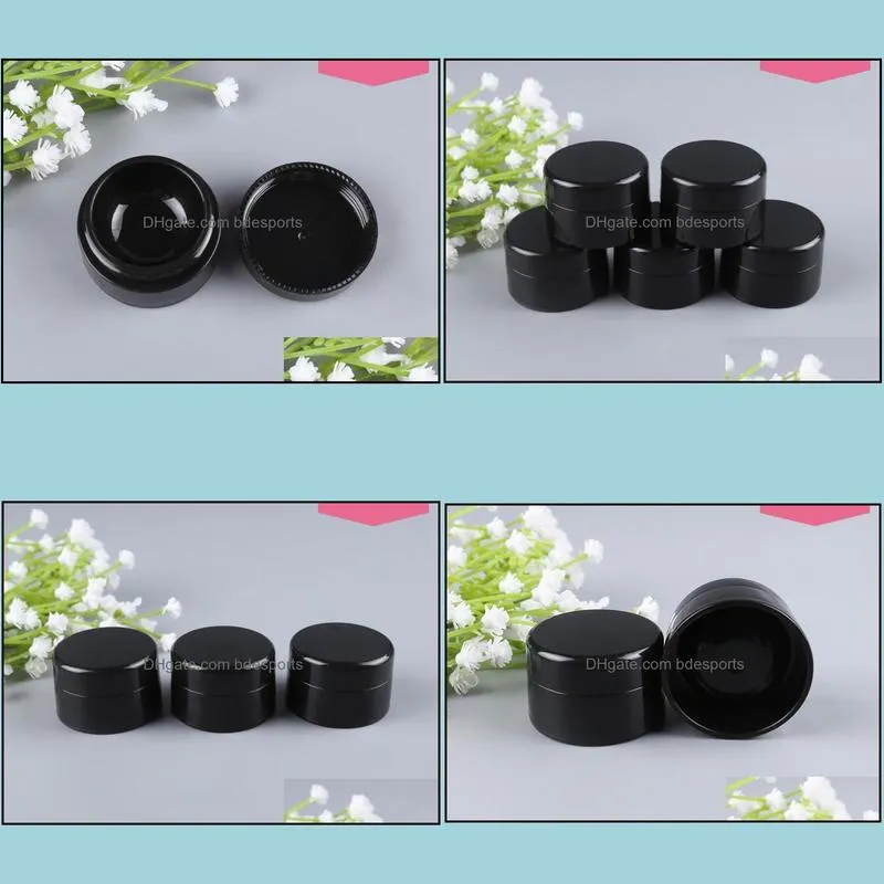 wholesale 1000pcs/lot 5g Black Plastic Jar Eye Cream Bottle Cosmetic Jar Make Up Jar UV-resistant SN2290