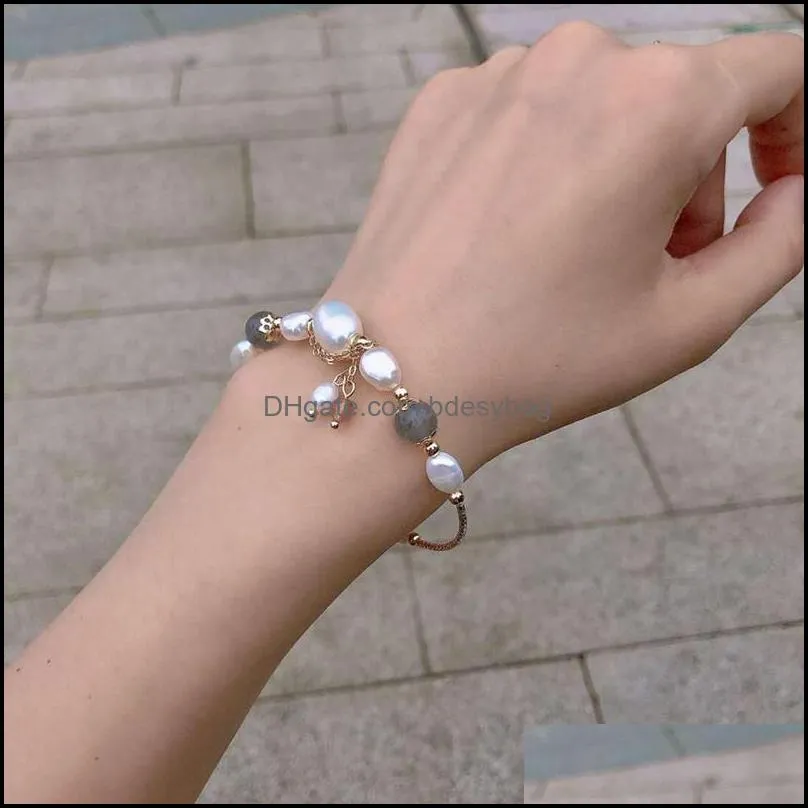link, chain 1pc original handmade natural freshwater pearl moonstone bracelet korean version of wild temperament simple jewelry women