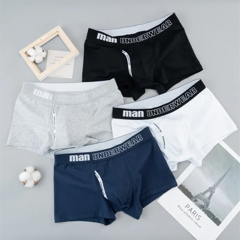 4pcs boxer masculino masculino de algodão cuecas puras cuecas homens moda letras de alta qualidade de calcinha sexy masculina para homens 220505