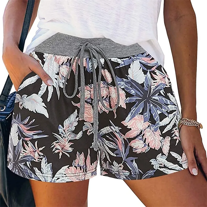 Summer Style Women Girls Shorts Casual High midje Blommor Mönster Kort byxor Beach Party 220527