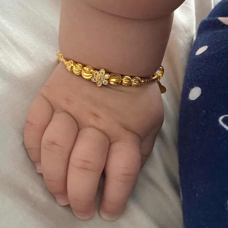 Little heart motif -14k yellow gold bracelet for women designed by PC  Chandra jewellers.