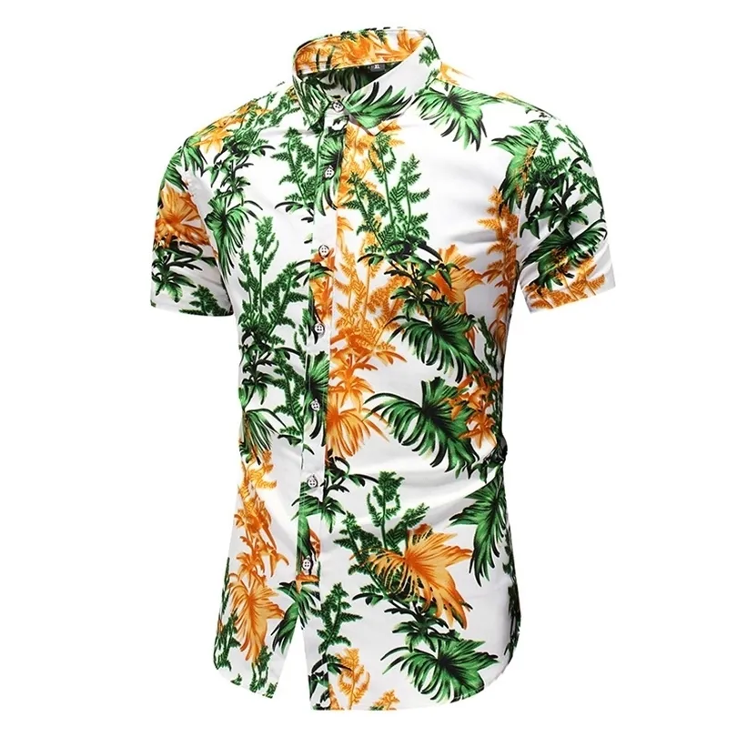 Mode nouvelle chemise d'été hommes décontracté manches courtes chemises florales hawaïennes mâle fleur imprimé plage vacances Camisa 6XL 7XL 210412