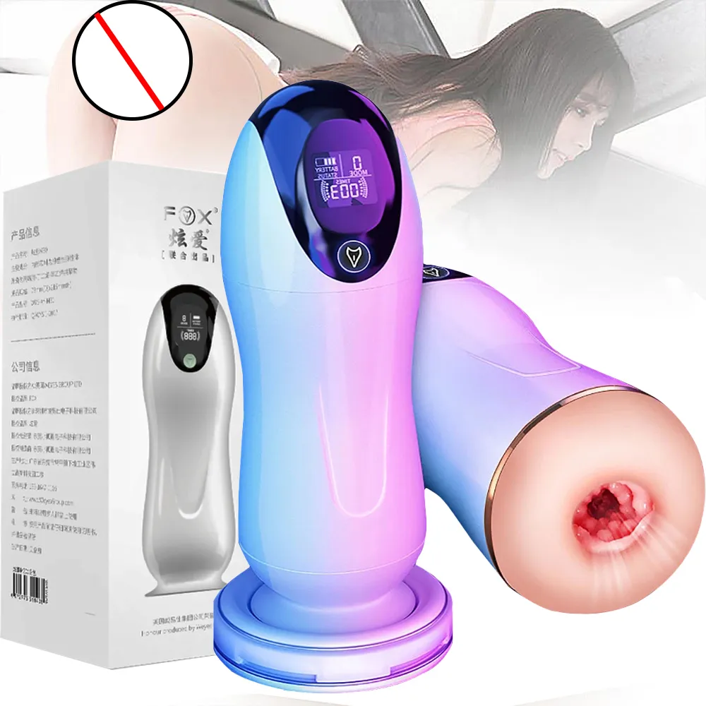 Masturbators for Men 8 lägen sugande maskin verklig vagina vibrator manlig onani cup fitta ficka sexiga leksaker vuxna 18