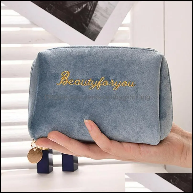 Storage Bags Girls Velvet Organizer Cosmetic Bag Vintage Soft Toiletry Package Women Travel Makeup Lipstick Pouch Beauty Case