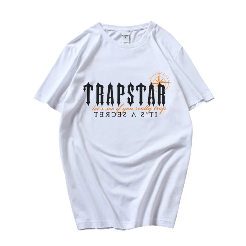 Trapstar Tasarım T Shirt Erkekler Mektup Sanat Baskı%100 Pamuk Gevşek Siyah Unisex Üstler Hip Hop Sokak Giysesi Goth Kısa Kollu Grafik Tee 220629