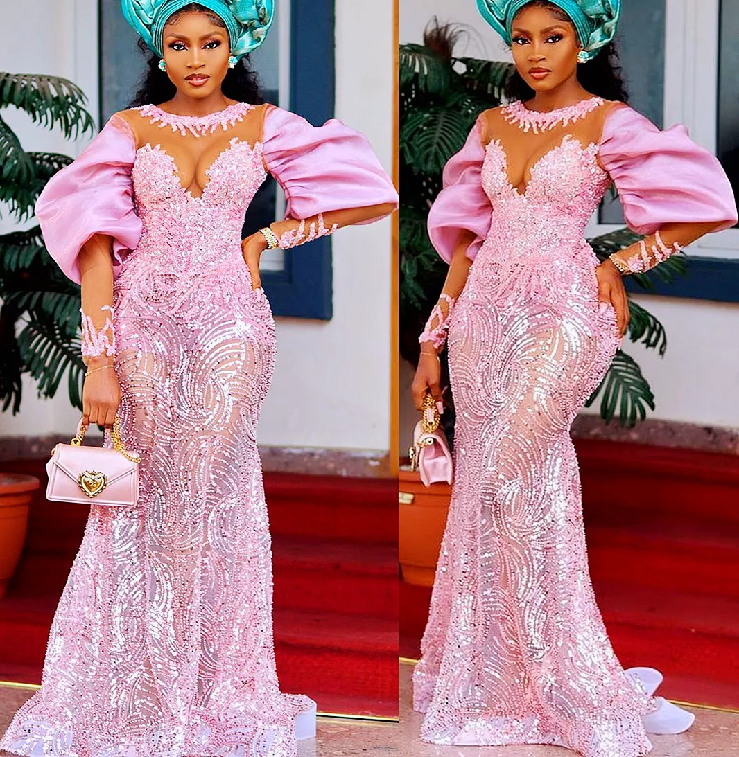 Pink mermaid style prom sales dress