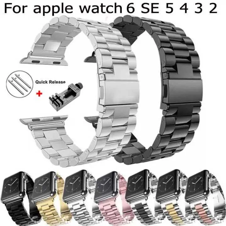 Apple Watch 밴드 용 금속 스트랩 38mm 42mm 스테인리스 스틸 팔찌 Iwatch 6 SE 5 4 3 2 1 시리즈 액세서리