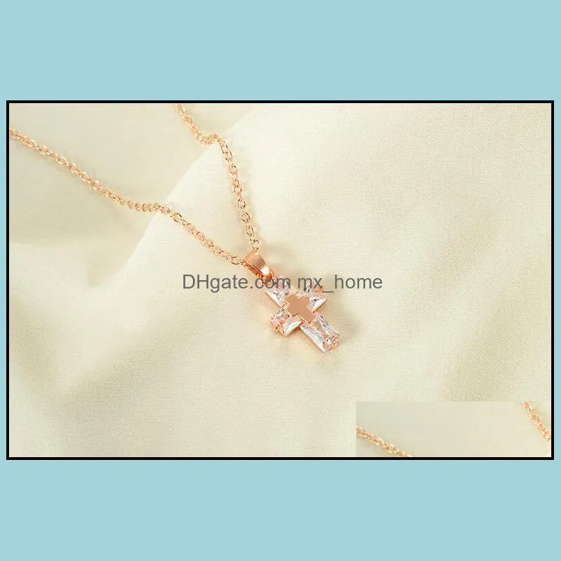 Brand new three colors women`s Necklace fashion cross zircon pendant YP084 Arts and Crafts pendant with chain