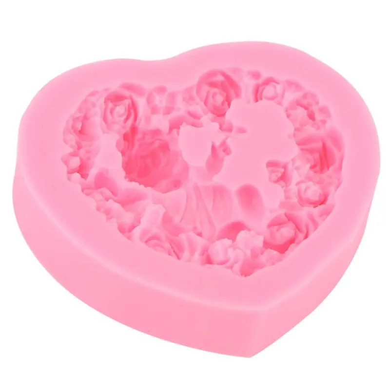 Emballage cadeau en forme de coeur fleur d'ange cuisson cuisson savon au chocolat moule en silicone CakeGift GiftGift