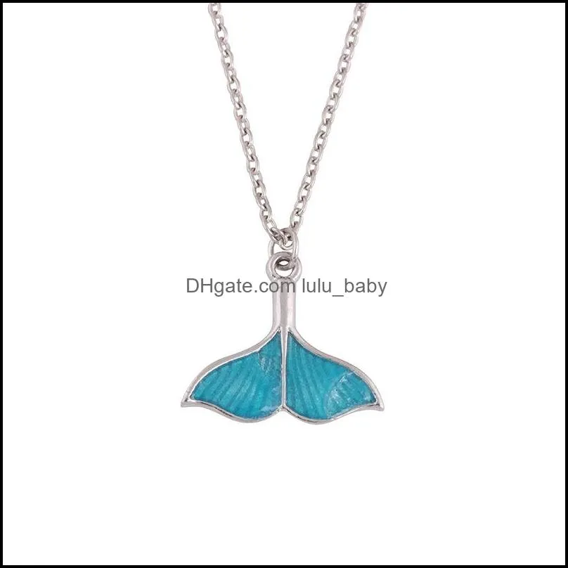 Collane con ciondolo Collana a coda di pesce Oceano Mare Blu Balena Sirena Beautifly Gioielli di lusso Luminoso Baby Dhuwr