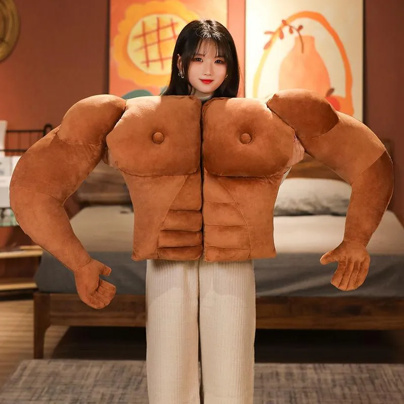 MuscleMan Plush Pillow Funny Gift For Girlfriend Arm Abs Design