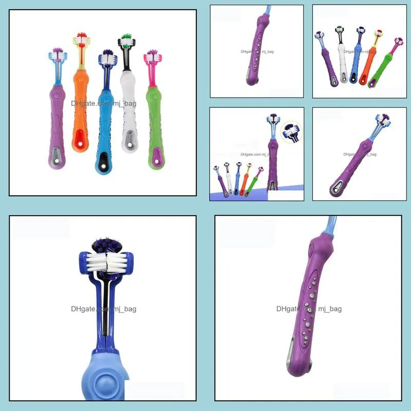 hot sale pet tooth brush pet oral care washing three sided cat toothbrush dog pets clean mouth teeth care cleaning grooming tools