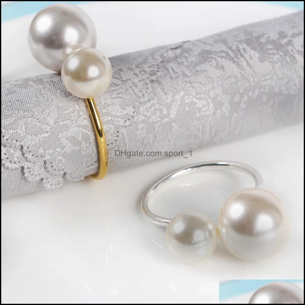 pearl napkin ring holder napkinring wed silver gold color for wedding table decoration wll1009