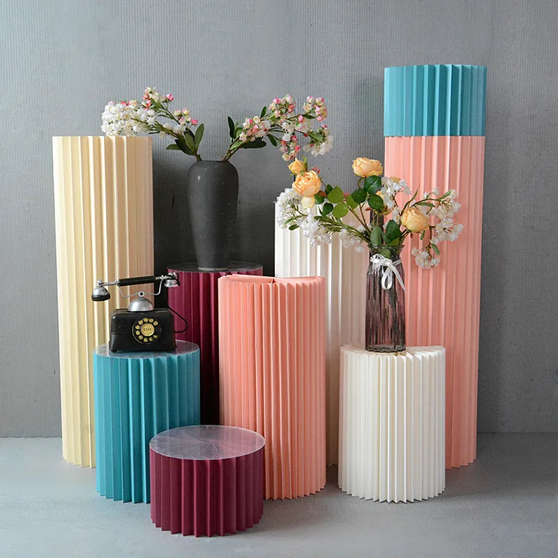 5 PCs Party Decoration Paper Dobing Cylinder Column Sobersert Table Stand para Birthday Birthday Baby Shooting Shooting adereços