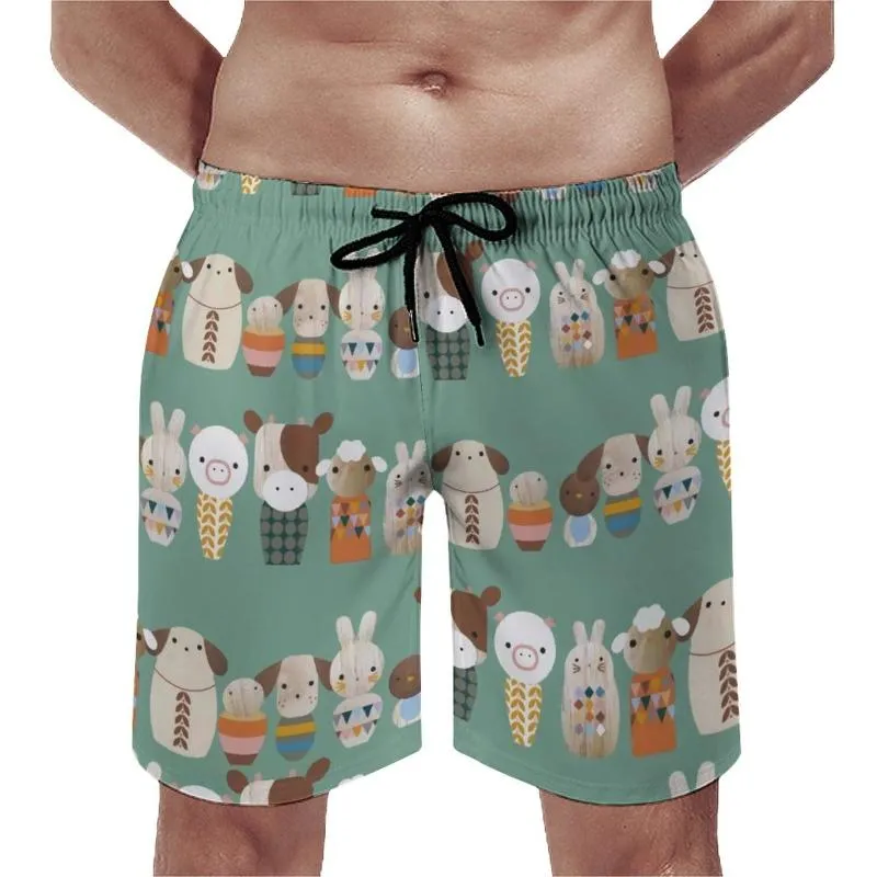 Pantaloncini da uomo Cute Dog Board Cartoon Animal Print Pantaloncini da spiaggia da uomo Elastico in vita Comodi costumi da bagno Plus Size 3XLMen's