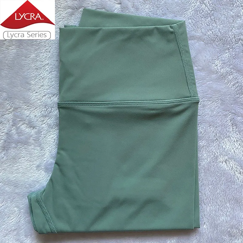 Leggings de tecido de lycra nua para treinamento abrangente para ioga, cintura alta, calças esportivas para academia, elásticas, femininas, femininas, para atividades ao ar livre A-01