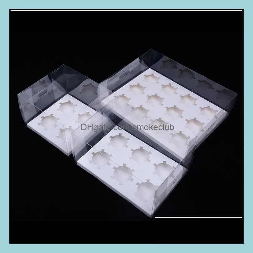 50 pièces porte-cupcakes transparents pour 4/6/12 mini cupcakes boîte en PVC avec insertion boîtes à muffins livraison directe 2021 organisateur de stockage de cuisine de gâteau