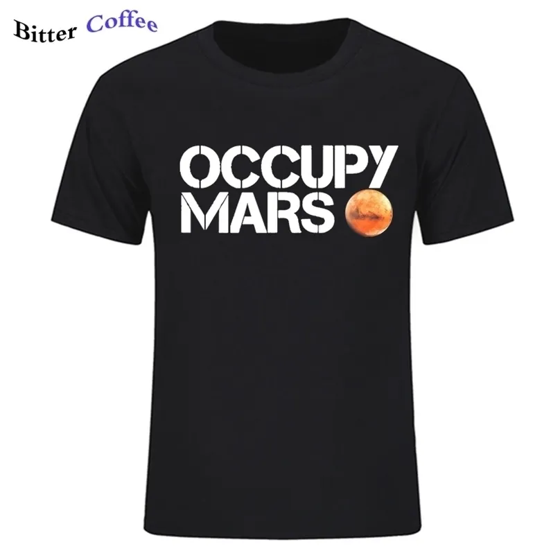 Męska przestrzeń x T-koszulka TEES Casual Top Design Occupy Mars 100% bawełniana koszulka koszulka kosmiczna koszulka graficzna T-shirt 220423