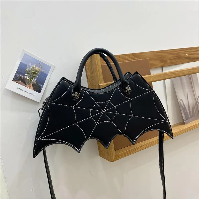 Evening Bags Black Punk Style Girl's Shoulder Bag Crossbody For Women Purses And Handbags Bat Designer Pu Leather Tote BagEvening