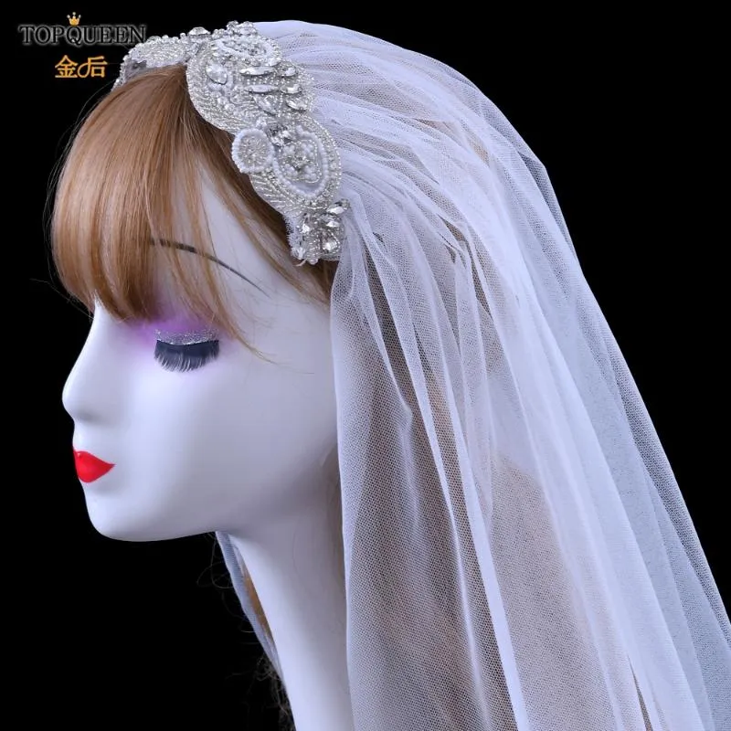 Nakrycia głowy VS280 welony ślubne Kryształ organza z korsy z dekoracjami krążkowymi dla hidżabeku na panny młodej