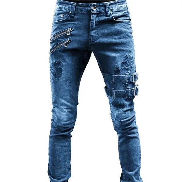 Hosen Herren Weißer Gürtel Pantalon Jeans Lässige Slim Fit Hose Modedesigner Homme Denim Hosen Hip Hop Jean Hose