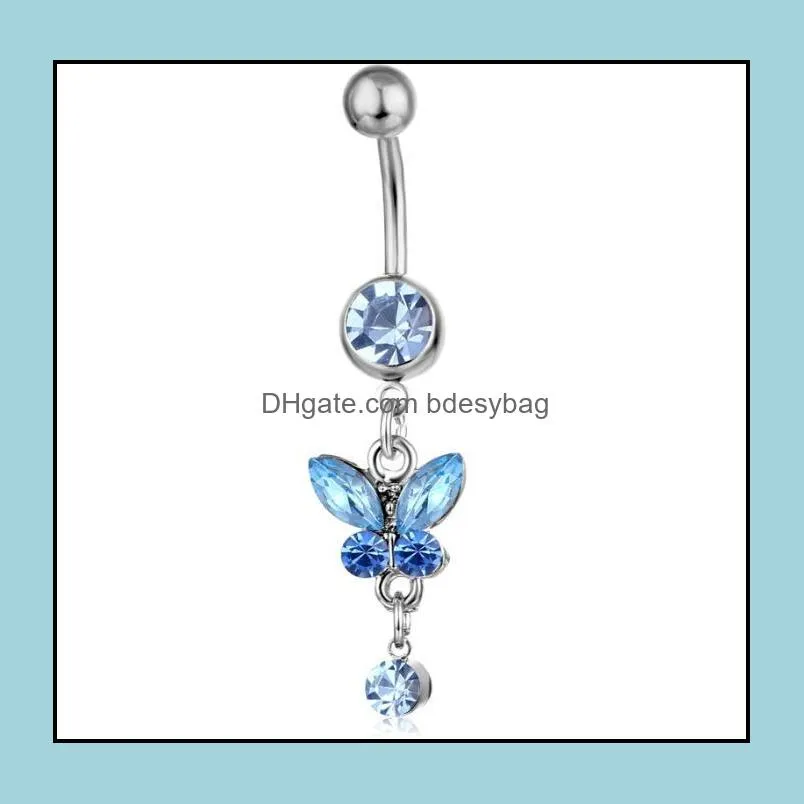 Fashion Charm Butterfly Belly Button Navel Rings Body Piercing Jewelry Dangle Accessories