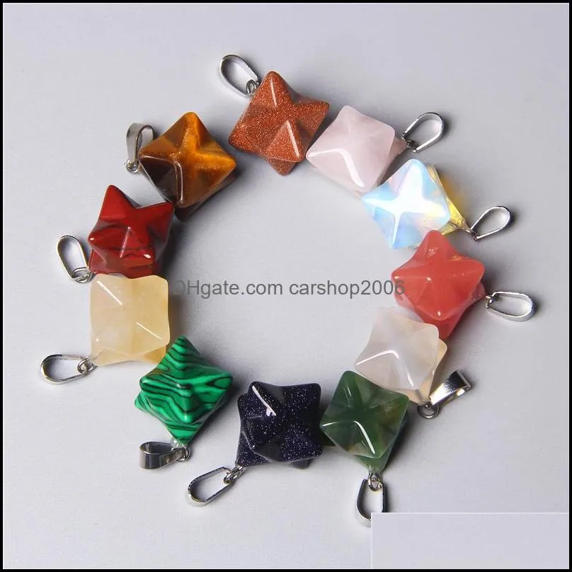 Natural Stone charms Healing Crystal Reiki Pendulum Star Pendants Meditation Hexagonal for Men Women Jewelry Making Handmade