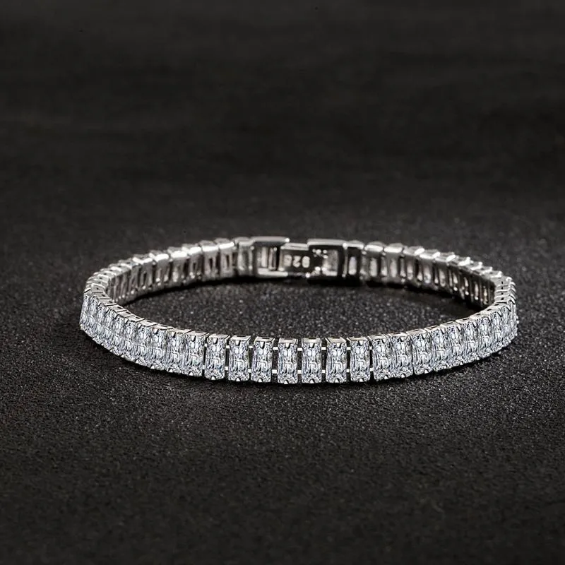 Charm Bracelets Arrival 30% Silver Plated Trendy Shiny Rectangle CZ Zircon Ladies Bracelet Bridal Jewelry Sets Sell GiftsCharm