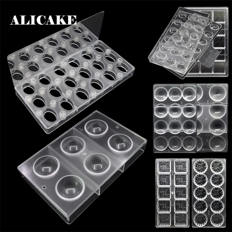 3D Polycarbonat Schokoladenform Kugel Kugel Formen Mooncake Form Polycarbonat Kunststoff Backformen Formen Tablett Backen Gebäck Werkzeuge T200703