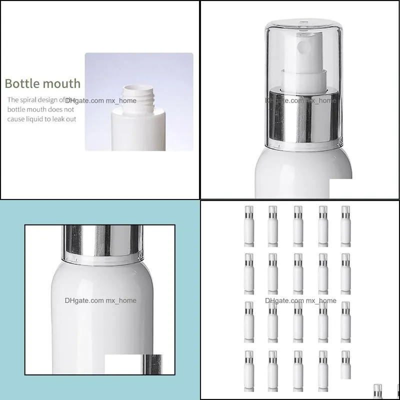 20Pcs 100Ml Spray Bottle Empty White Plastic Fine Mist Travel Atomiser - Refillable & Reusable Mini Travel Bottles