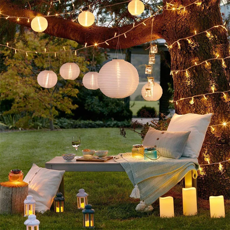 30 Wedding Outdoor Decoration Lantern Elegant White Round Paper Lanterns Ball Lampion Hanging Lampshade Party Baby Shower Outdoor Decor 0614 From Deng10 35.13 DHgate.Com